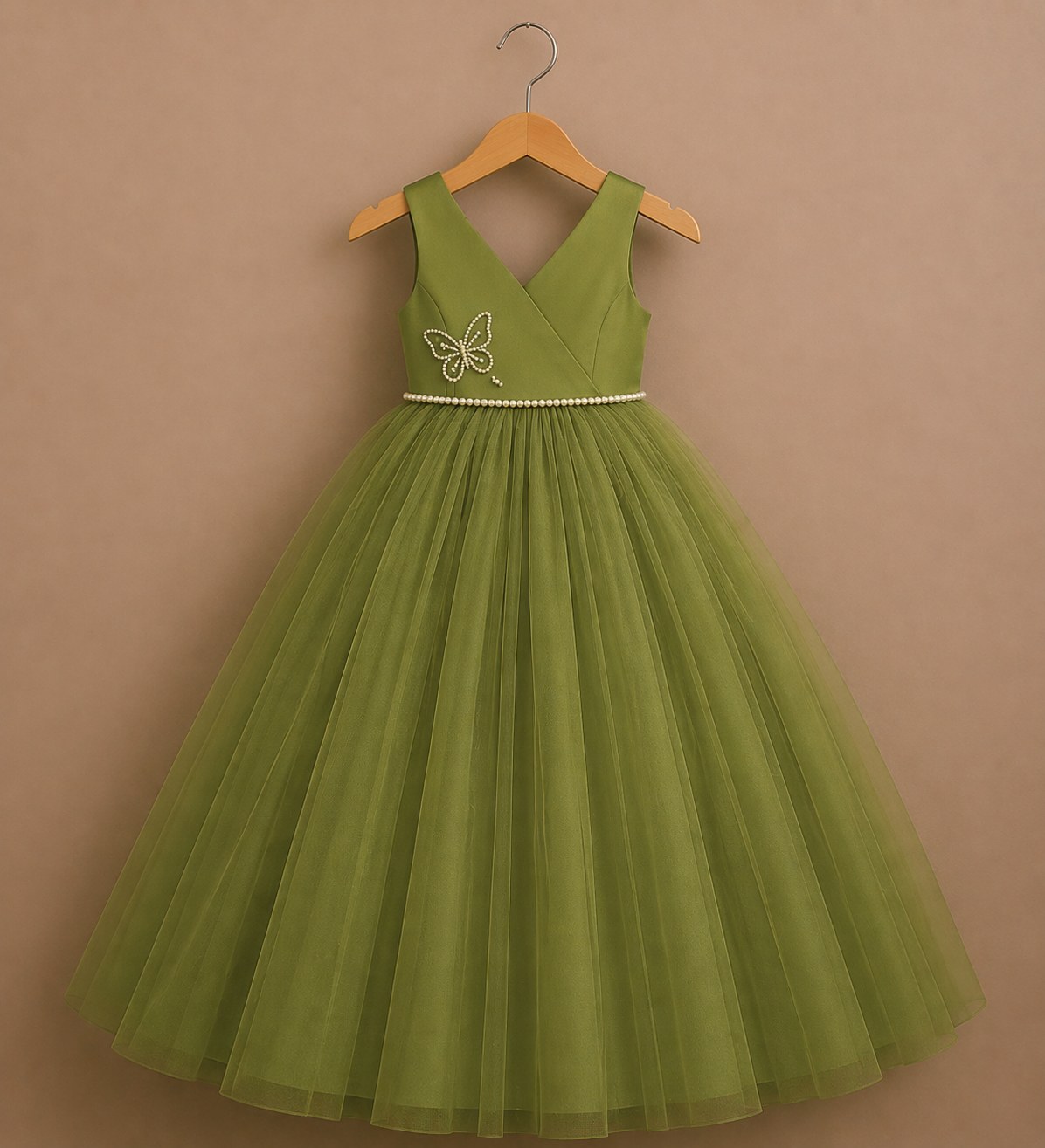 Elegant olive green ball gown
