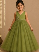 Elegant olive green ball gown